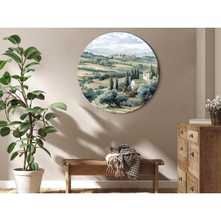 Pyöreä taulu - Landscape with sunny green fields