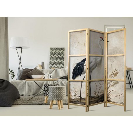 Japanilainen sermi - Birds from an old engraving - vintage-style illustration depicting a heron and a crane