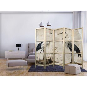 Japanilainen sermi - Birds from an old engraving - vintage-style illustration depicting a heron and a crane