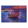Juliste - Modern impressionism - night landscape of a lake with a floating boat