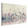 Taulu - Birds by the lake - herons painted in watercolour in delicate grey and pink colours