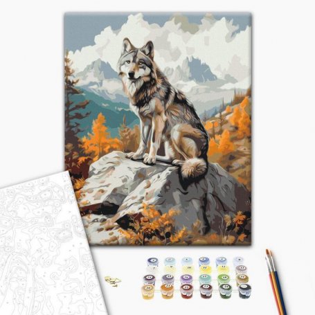 DIY kangas maalaus - Mountain wolf