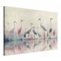 XXL-kuva - Birds by the lake - herons painted in watercolour in delicate grey and pink colours