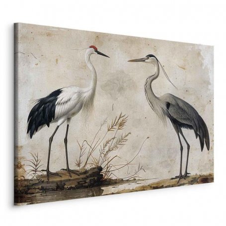 Taulu - Birds from an old engraving - vintage-style illustration depicting a heron and a crane
