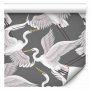 Tapetti - Flying birds – a delicate pattern of white and grey herons on a grey background
