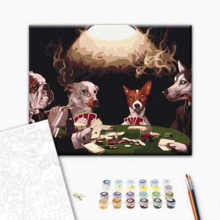 DIY kangas maalaus - Doggy poker players