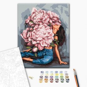 DIY kangas maalaus - Peony lover