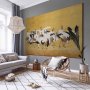 XXL-kuva - Japanese cranes - a flock of birds against a golden background based on a painting by Ishida Yūtei