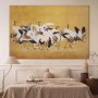 XXL-kuva - Japanese cranes - a flock of birds against a golden background based on a painting by Ishida Yūtei
