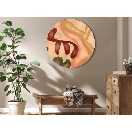 Pyöreä taulu - Colorful shapes – worn-out figures in lime wash technique