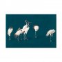 XXL-kuva - Evening by the pond - a group of cranes drawn in dry pastel on a dark turquoise background