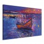 XXL-kuva - Modern impressionism - night landscape of a lake with a floating boat