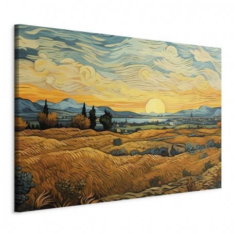 XXL-kuva - Impressionistic fields - painted golden landscape with fields of grain