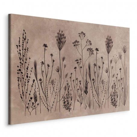 Taulu - Wildflowers – black plants on lime-wash background
