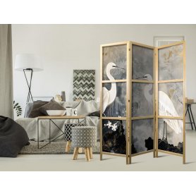 Japanilainen sermi - Herons and cherry blossoms - oriental-style illustration depicting birds