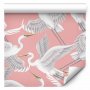 Tapetti - Pastel birds – a delicate pattern of white and grey herons on a light pink background