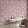 Tapetti - Pastel birds – a delicate pattern of white and grey herons on a light pink background