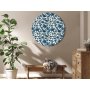 Pyöreä taulu - Birds and roses - monochrome blue pattern with botanical motif