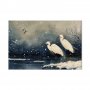 XXL-kuva - Herons over a winter pond - Japanese-style illustration in dark colours