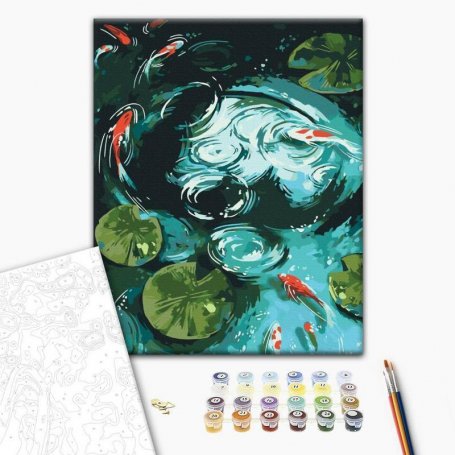 DIY kangas maalaus - Menufary and koi carp