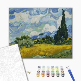 DIY kangas maalaus - Vincent Van Gogh – Wheat Field with Cypresses