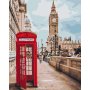 DIY kangas maalaus - Telephone box against the backdrop of Big Ben