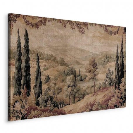 Taulu - Mediterranean landscape - old tapestry with a hill and a lake