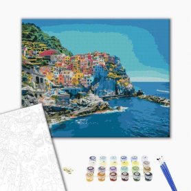 DIY kangas maalaus - A colourful Italian town