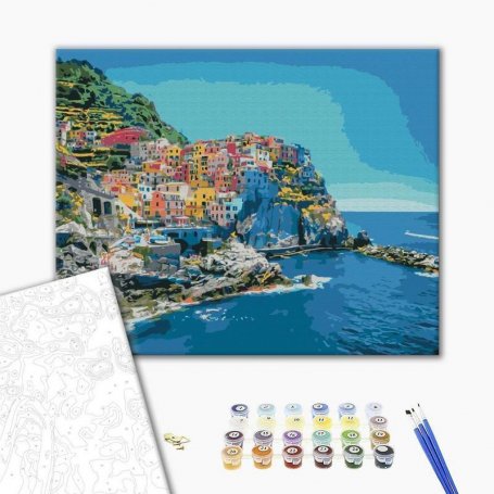 DIY kangas maalaus - A colourful Italian town