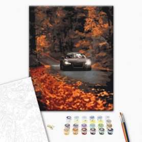 DIY kangas maalaus - Autumn road through the forest