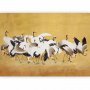Fototapetti - Japanese cranes - a flock of birds against a golden background based on a painting by Ishida Yūtei