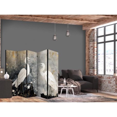 Sermi - Herons and cherry blossoms - oriental-style illustration depicting birds