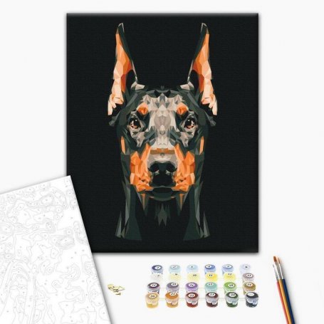 DIY kangas maalaus - Focused Doberman