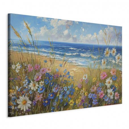 XXL-kuva - Seascape – wildflowers and a view of the rough sea