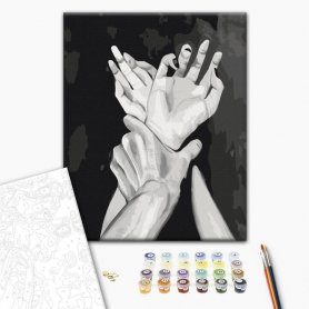 DIY kangas maalaus - Hands