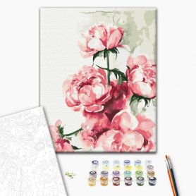 DIY kangas maalaus - Watercolour with peonies