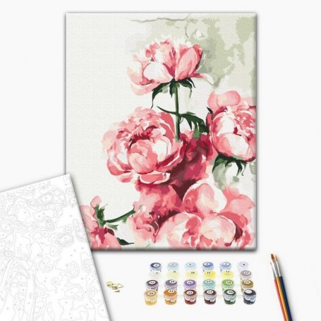 DIY kangas maalaus - Watercolour with peonies