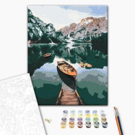 DIY kangas maalaus - Boats in the Dolomites