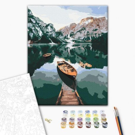 DIY kangas maalaus - Boats in the Dolomites