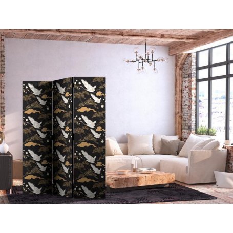 Sermi - Oriental impressions - decorative pattern with a motif of flying cranes on a dark background