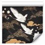 Tapetti - Oriental impressions - decorative pattern with a motif of flying cranes on a dark background
