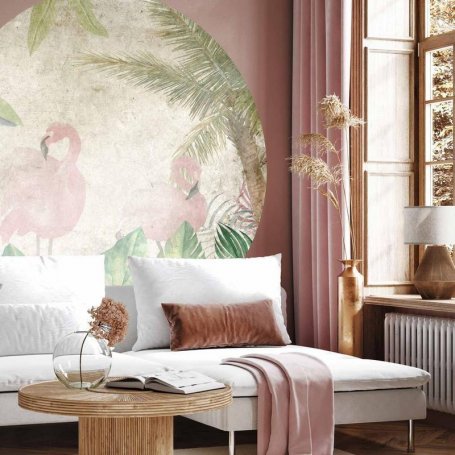 Pyöreä seinämaalaus - Birds in the jungle