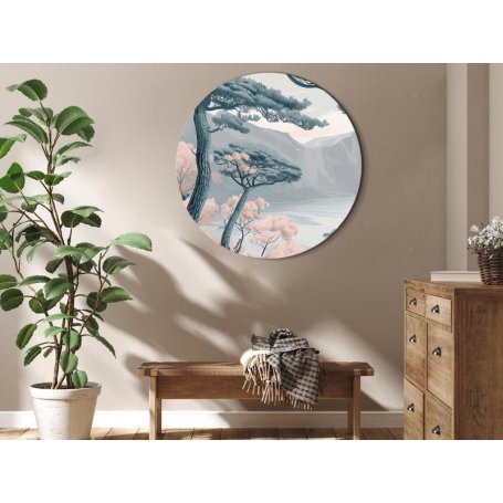 Pyöreä taulu - Blue coast in delicate colours