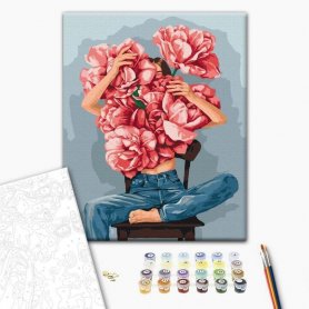 DIY kangas maalaus - An armful of peonies