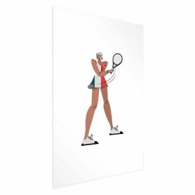 Juliste - Tennis Player with a Racket on a White Background - Illustration