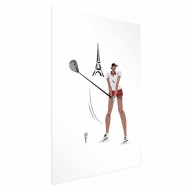 Juliste - Illustration of a Female Golfer with the Eiffel Tower in the Background
