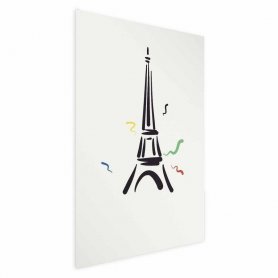 Juliste - Black Illustration of the Eiffel Tower on a Light Background