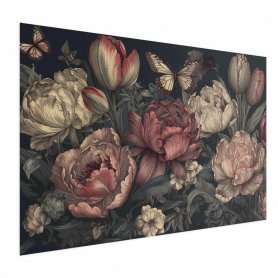 Juliste - Flowers on a Turquoise Background