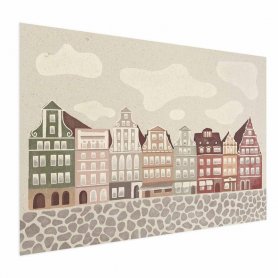 Juliste - Colorful Facades - Historic Wrocław Tenement Houses Against the Sky and Cobblestone Street