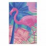 Juliste - Pink Flamingo - abstract flamingo against a background of palm trees and ice cubes